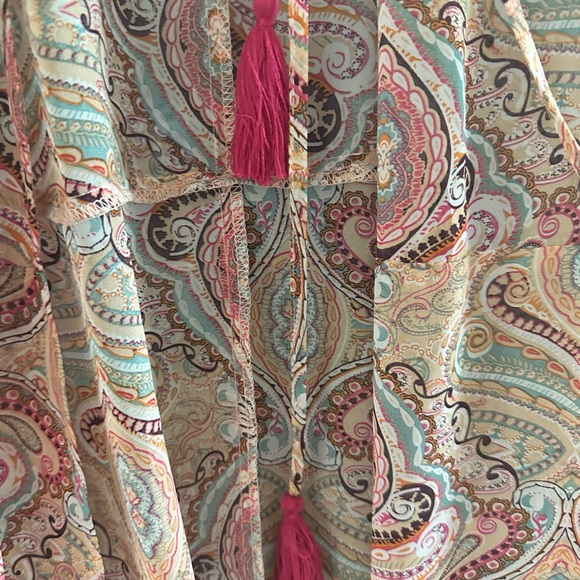 AAKAA Pink Paisley Bell Sleeve Long Kimono - Picture 4 of 6